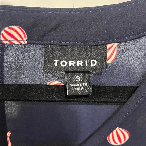 Torrid Navy Long Sleeve Blouse - Picture 2 of 4
